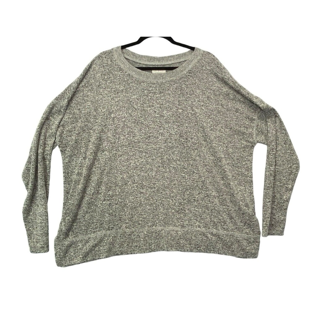 LUCKY BRAND Women Pullover Long Sleeve Sweater Top Sz XXL Gray Casual Soft 3-4